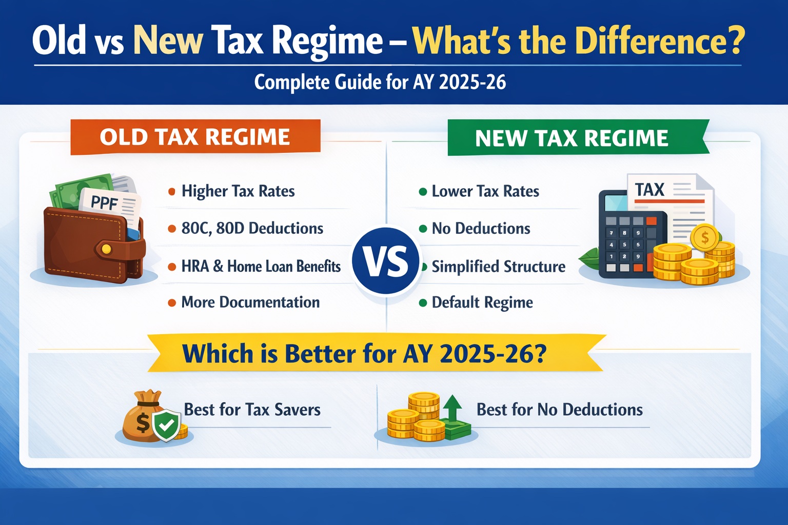 Old vs New Tax Regime – What’s the Difference? Complete Guide for AY 2025-26