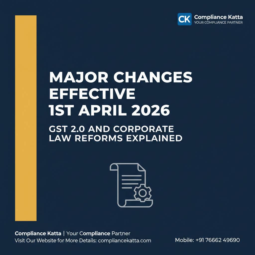 Major Changes Effective 1st April 2026: GST 2.0 and Corporate Law Reforms Explained