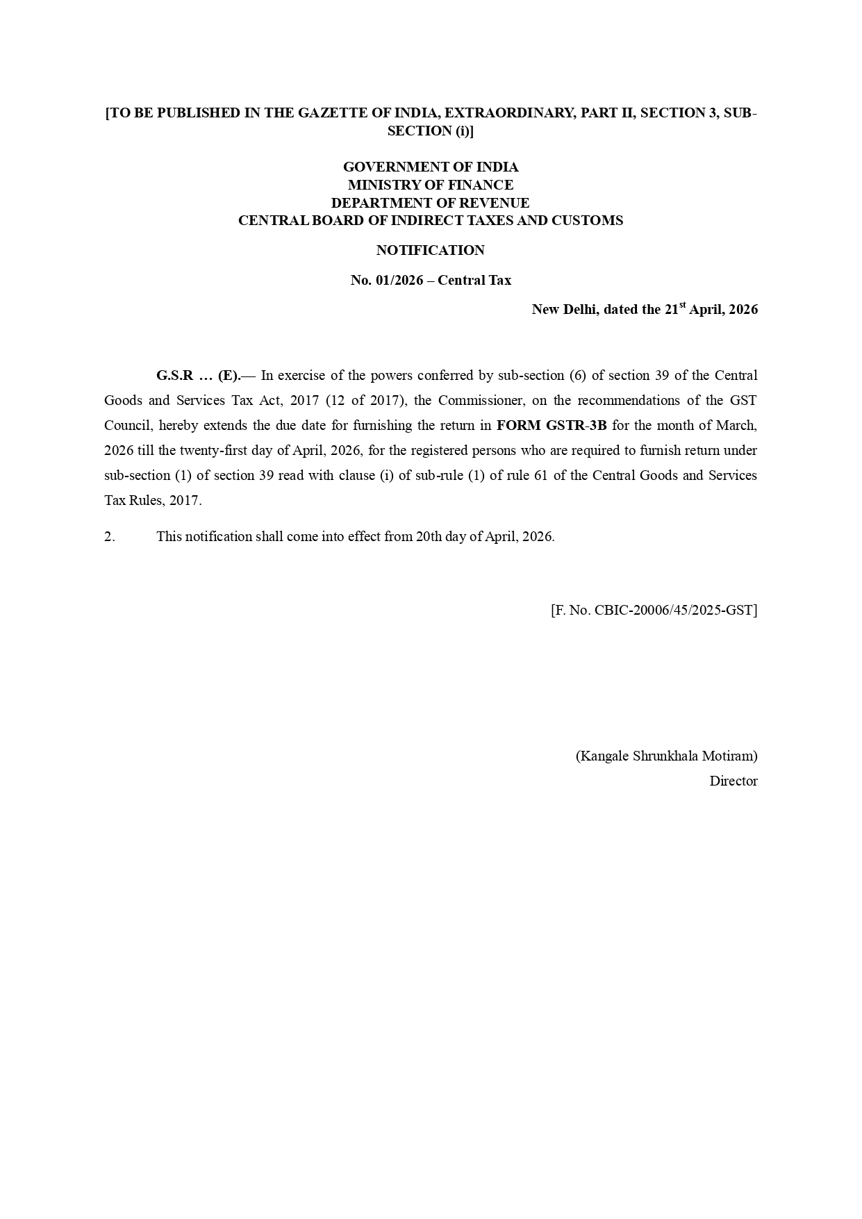 CBIC Extends GSTR-3B Filing Deadline for March 2026 to April 21: A Comprehensive Guide