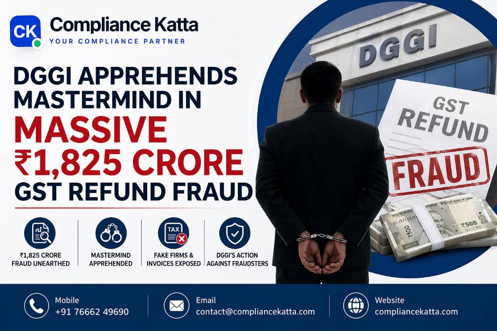 DGGI Apprehends Mastermind in Massive ₹1,825 Crore GST Refund Fraud